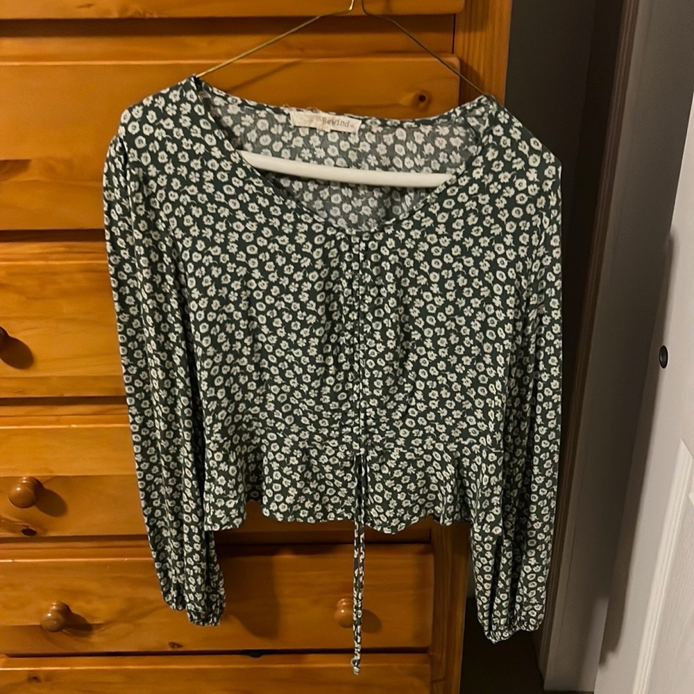 Rewind Green Floral Blouse